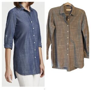 Peter Millar Women’s Chambray Button Down Top Sz Medium